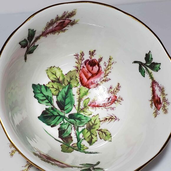 Royal Chelsea Teacup and Saucer Moss Rose Pink Vintage - Picture 4 of 10